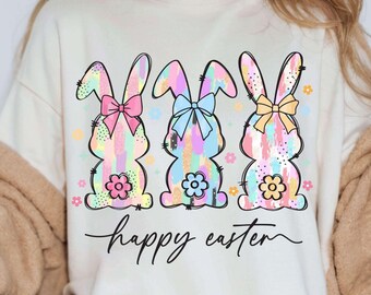 Brushstroke Happy Easter PNG, Coquette Easter Bunny Png, Retro Easter Png, Easter Coquette Png, Brushstroke Easter Png, Glitter Easter Png