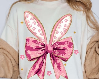 Happy Easter PNG, Coquette Easter Bunny Png, Retro Easter Png, Easter Coquette Png, Brushstroke Easter Png, Glitter Easter Png, Easter Girl