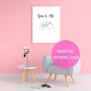 You & Me minimalist Black and White Printable Wall Art,Valentine&#39;s Day,Valentines Day Wall Art Print,Valentines Day Decor