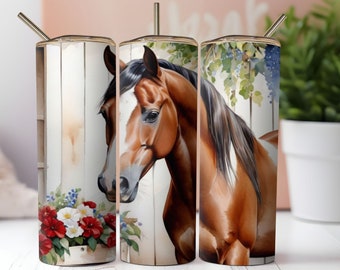 Floral Boho Horse 20 Oz Tumbler Wrap, Tumbler PNG, Digital Download,Horse Sublimation Design, Western Tumbler Png Wrap, Tumbler Digital File
