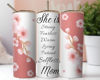 Mothers Day Quote 20oz Skinny Tumbler Wrap, Sublimation Design, Digital Download PNG, Floral Mom Tumbler Wrap PNG, Mama Tumbler PNG