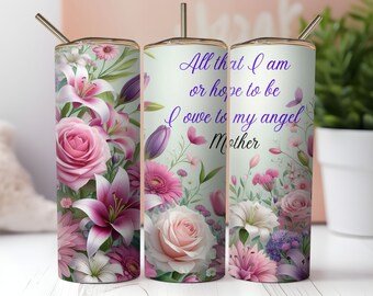 Mothers Day gift,Gifts for Mom 20oz Skinny Tumbler Wrap,Sublimation Design,Digital Download PNG,Floral MomTumbler Wrap PNG,Mama Tumbler Wrap