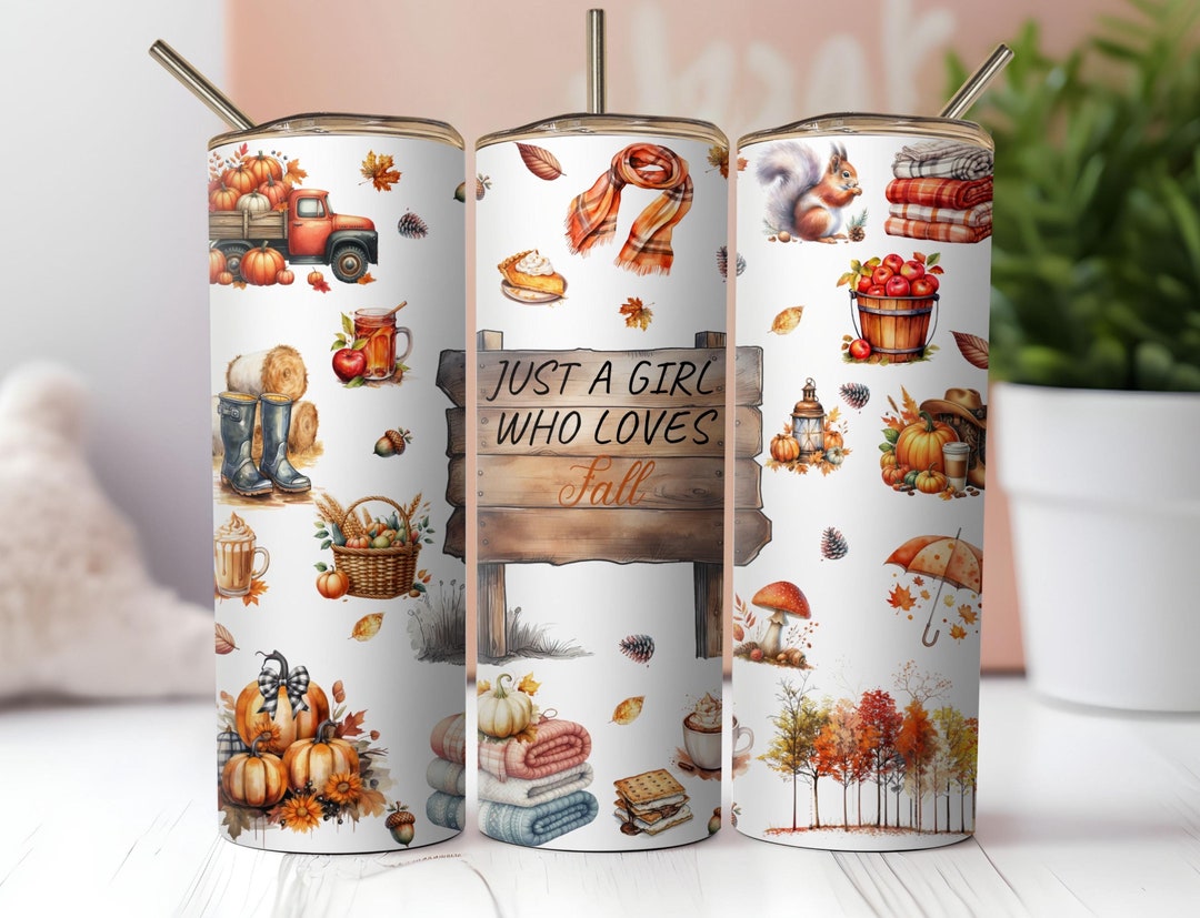 Fall Tumbler Wrap PNG 20 Oz Skinny Tumbler Sublimation Design Instant ...
