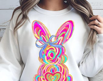 bunny coquette bow png, Brushstroke bunny easter png, pink bunny png, easter png, retro easter png, Png, Girls easter png, preppy easter png