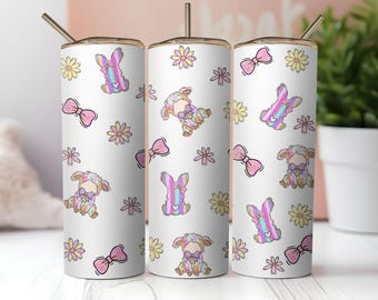 Vaso térmico Pastel Coquette Easter Peeps, diseño de sublimación de Pascua, vaso térmico Bunny Peeps de 20 oz, vaso térmico delgado, Peeps PNG, digital