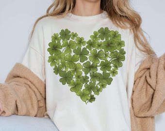 St. Patrick's Day Shamrock Heart PNG, groene en gouden klaver, Ierse thema digitale download, Lucky Shamrock-ontwerp voor ambachten en sublimatie