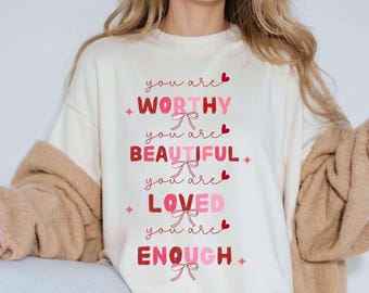 You Are Enough Valentine Png, Retro Valentine Sublimation Design, Self Love Valentine Png, Valentine Heart Png, Positive Affirmations Png