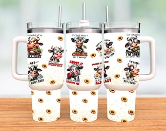 grappige beker sarcastische koe - grappig koeontwerp - 40oz bekers sjablonenontwerp - sarcastische beker voor volwassenen ontwerpt beker - schattig landbouwhuisdier
