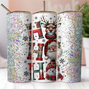 Uroczy Święty Mikołaj Brokatowy Kubek Wrap, ho ho ho 20 oz Skinny Tumbler Sublimacja Wzór, Prosty Tumbler Wrap, Świąteczny Tumbler Wrap
