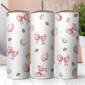 Easter Coquette Tumbler Wrap, 20oz Skinny Tumbler Sublimation Design, Easter Tumbler, Floral Easter, Pink Coquette Bow, Easter Bunny