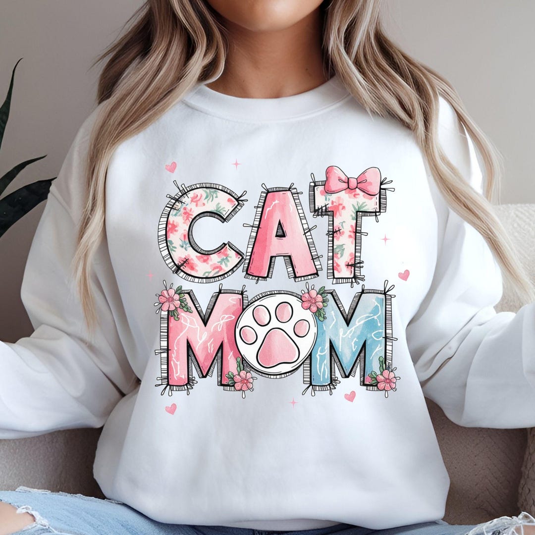 Retro Floral Cat Mom Png, Coquette Bow Cat Mom Png,retro Checkered Png ...