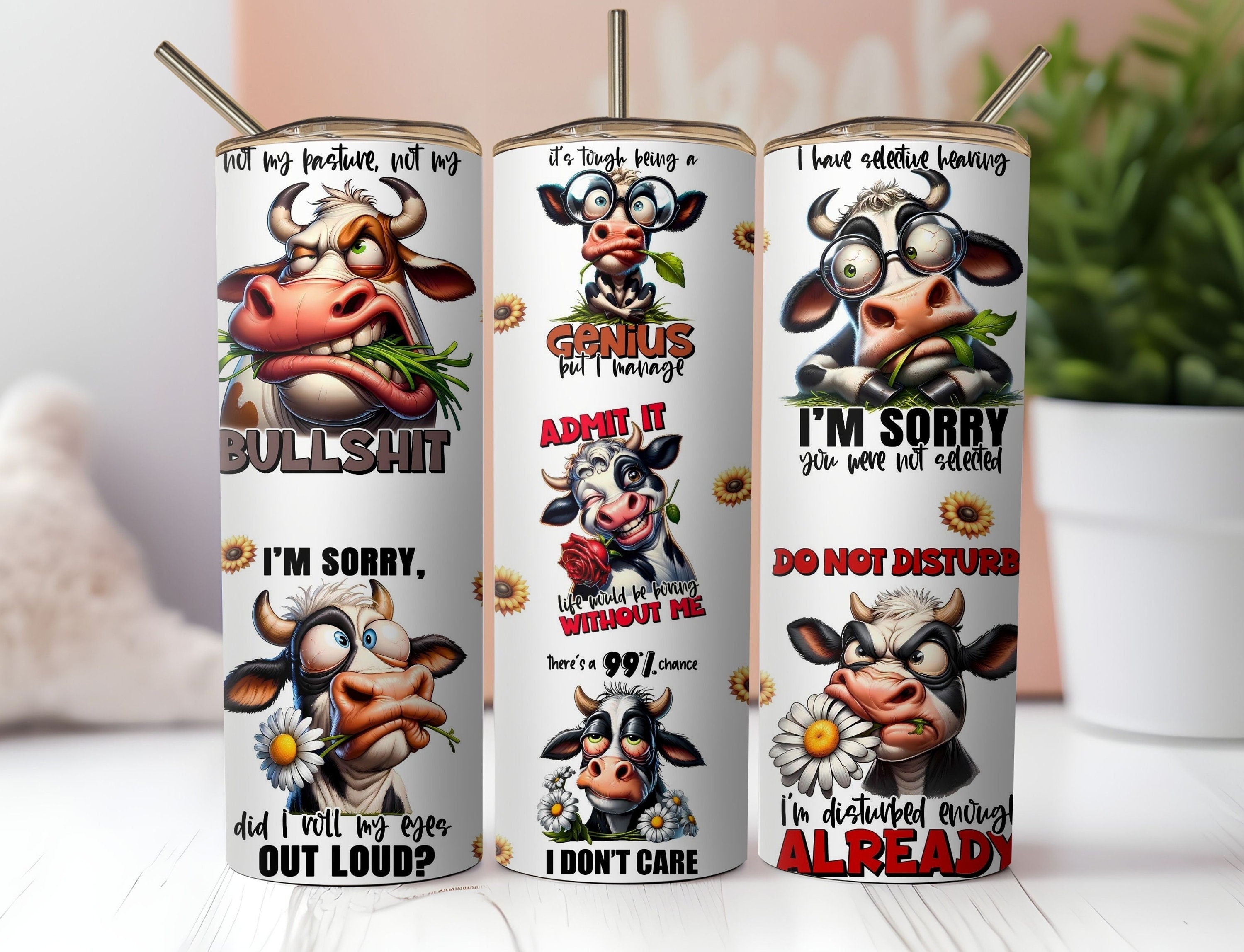 funny tumbler designs sarcastic cow - 20oz tumblers templates design wraps - sublimation files sarcastic adults tumbler designs tumblers