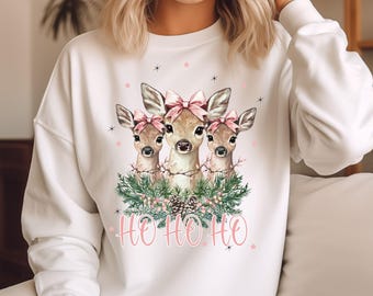 Ho Ho Ho Deer Png,Deer, Christmas Deer,Reindeer,Merry Christmas Png,Deer Png, Christmas,Sublimation Design,Digital Download