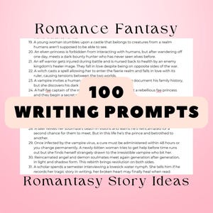 100 Romantasy Writing Prompts, Paranormal Romance Fantasy Stories, Printable Writing Inspiration Ideas