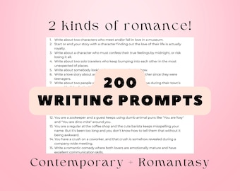 200 Romantasy & Romance Writing Prompts: Story Starters (PDF Download)