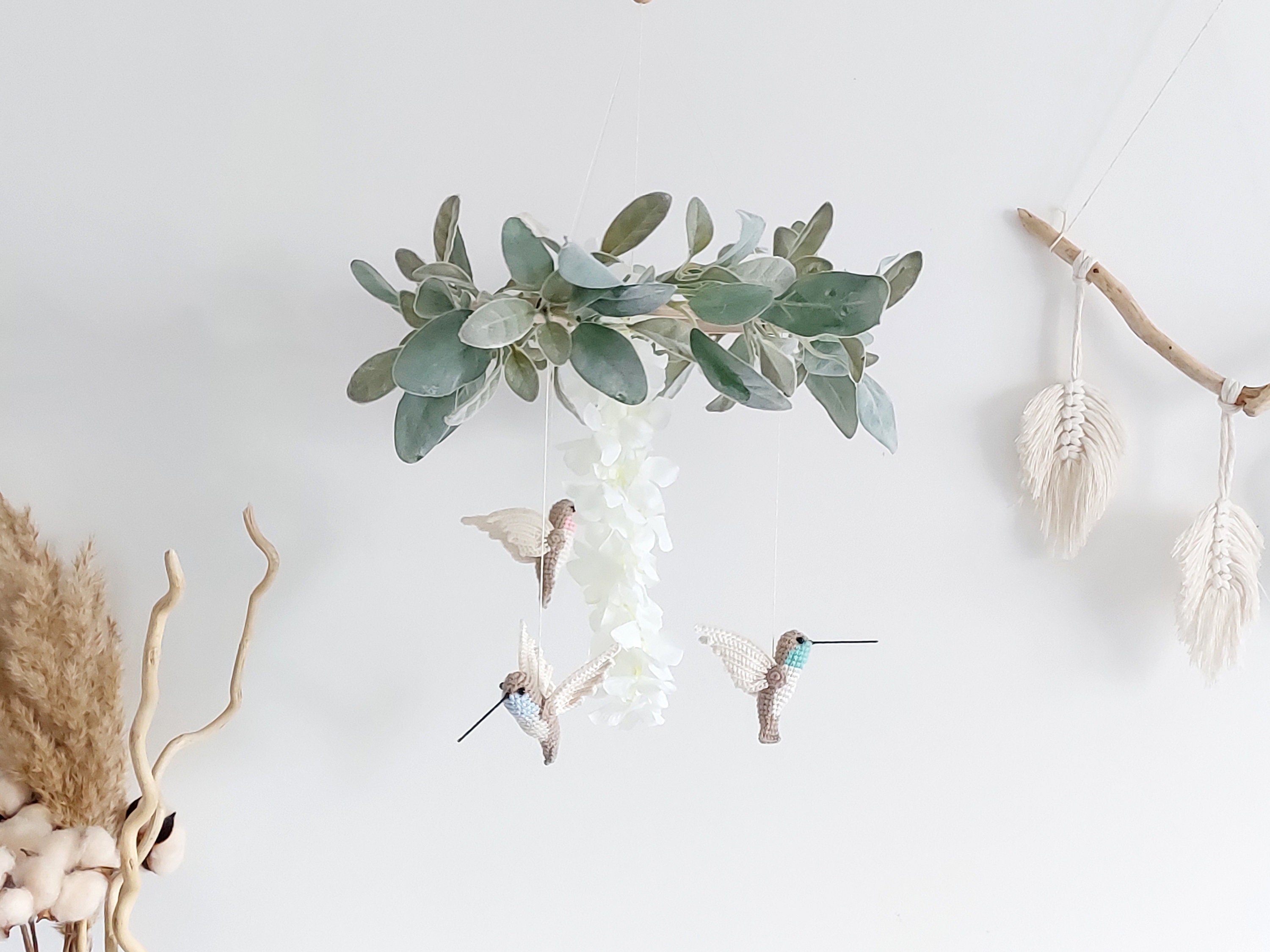 Hummingbirds Mobile Bird Baby Mobile Girl Nursery Decor Etsy