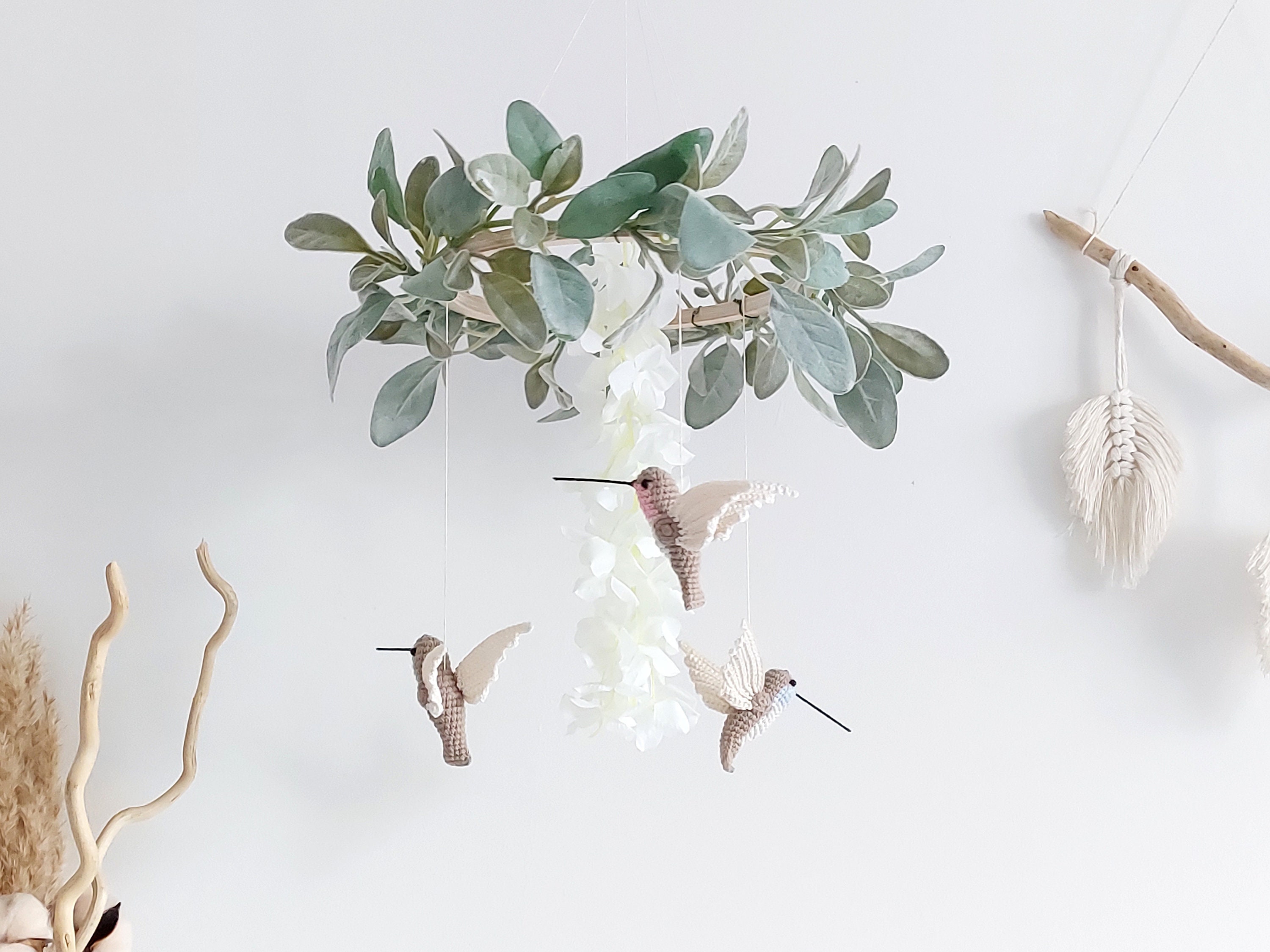 Hummingbirds Mobile Bird Baby Mobile Girl Nursery Decor Etsy