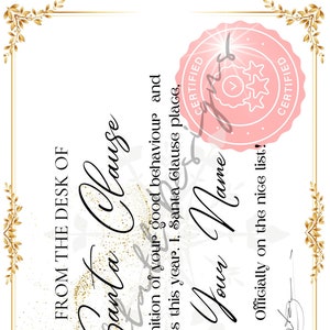 Certificados Nice List personalizados (somente digitais!)