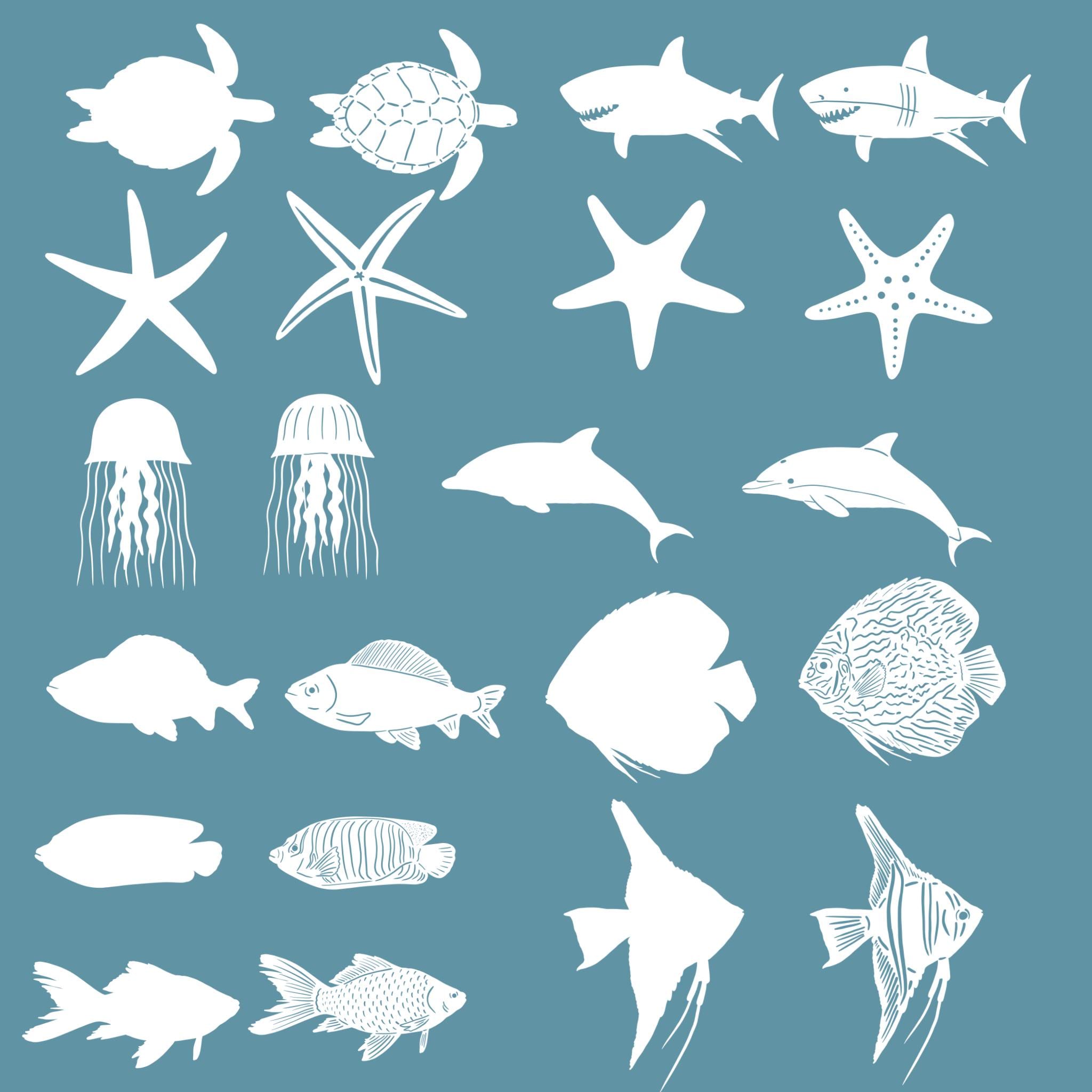 Ocean Creatures Stamp Brushes for Procreate, Procreate Fish Brushes ...