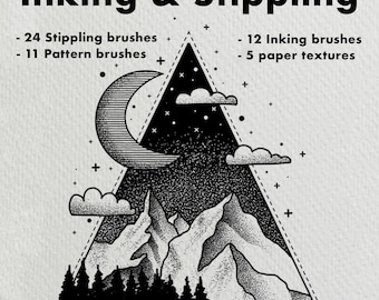 Ink & Stippling brushes for Procreate ,Procreate Inking Brushes, Procreate Stippling Brushes, Premium Procreate lineart brush set