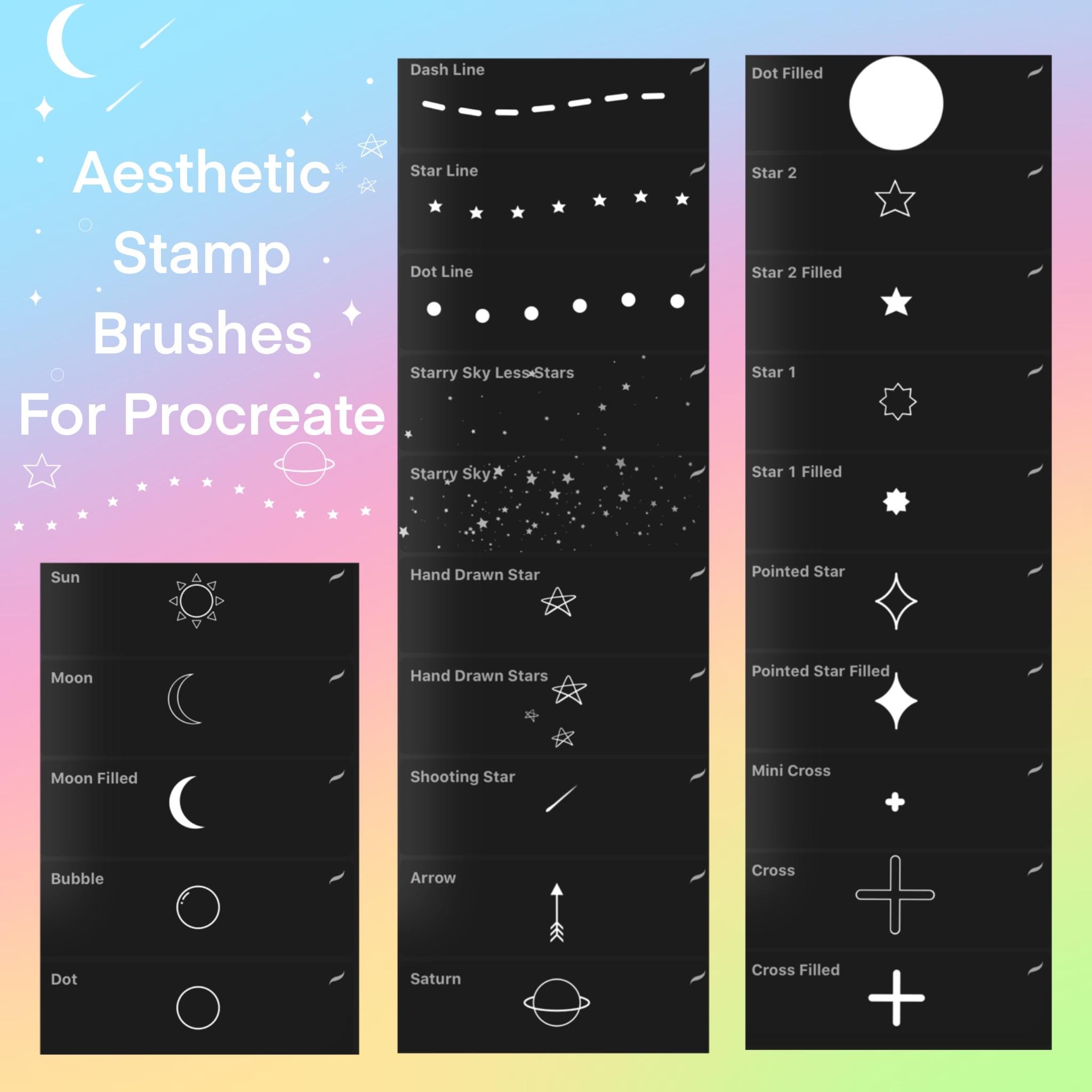 Aesthetic Stamp Brushes for Procreate, Procreate Stamp Brushes, Cute ...