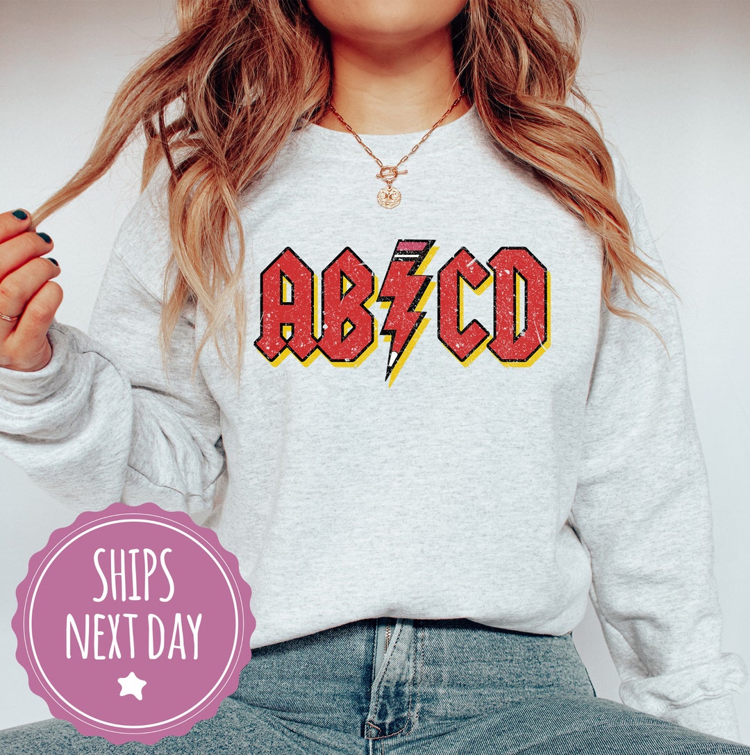 ABCD Teacher Sweatshirt, Retro Sweatshirts for Kindergarten Teachers