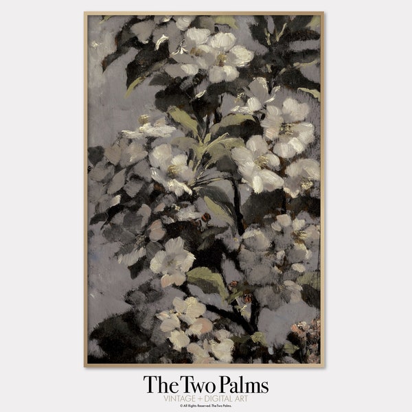 Apple Blossoms Oil Painting Print, Vintage Country Wall Art, Printable Digital Download