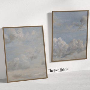 Vintage Clouds Set of 2 Prints, Gallery Wall Art Decor, Nature Art, Cloud Wall Art Set, PRINTABLE Download