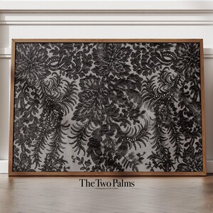 Black French Silk Lace, Vintage Wall Art Print, Printable Digital Download