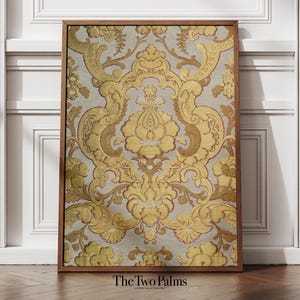 Vintage Gold Textile Pattern, Wall Art Print, Printable Digital Download