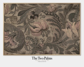 Neutral Floral Vintage Tapestry, Wall Art Print, Printable Digital Download