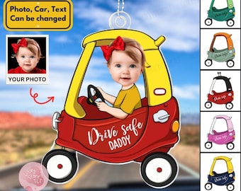 Custom Car Photo Ornament, Drive Safe Daddy Car Hanger, Drive Safe Daddy, Car Decor, Gift for Dad, Drive Safe, Car Ornament, Daddy Gifts