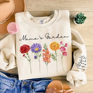 Mama&#39;s Garden Growing since with Custom Birth Flowers and Names, Mothers Day Gift, Mimi&#39;s Flowers Garden, Personalized Grandma Birthday Gift