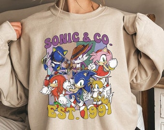 Vintage 1991 Sonic The Hedgehog and Co. Comfort Colors Tee, Sonic Enthusiast Matching Group Shirt, Family Parties & Fun Gatherings