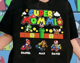 Personalisiertes Super-Mommio-Shirt, personalisiertes Super-Daddio-Kiddo-Familien-passendes Shirt, Super-Daddio-T-Shirt, Super-Kiddo-Shirt, Muttertags-Mama-Shirt