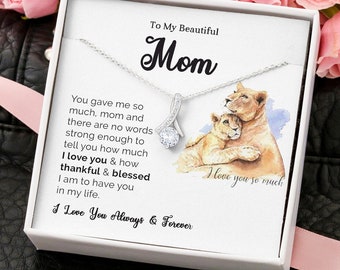Mother's Day Gift For Beautiful Mom Alluring Beauty Necklace, Sentimental Message Card Jewelry for Mother's Day Gift, Wedding Birthday Gift