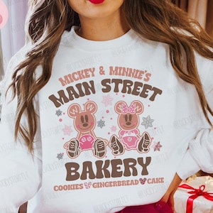 Mickey and Minnie Main Street Bakery Sweatshirt, Disney Christmas Gingerbread Shirt, Disney Christmas Shirt, Disney Christmas Cookies Shirt
