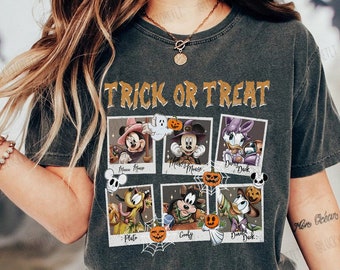 Disney Halloween Trick or Treat, Retro Spooky Halloween Sweatshirt, Vintage Pumpkin Witch Shirt, Family Matching Tee, Halloween Party Shirt