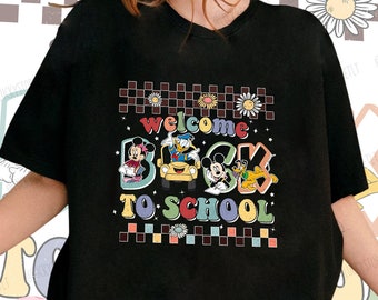 Maglietta per maestra, maglietta bentornata a scuola, primo giorno di scuola, magliette per gruppo Ritorno a scuola, maglietta per maestra d’asilo, Topolino e amici
