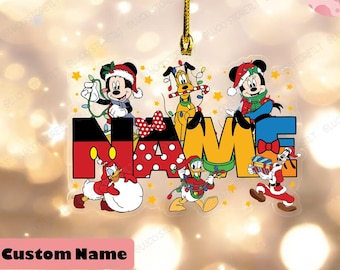 Personalized Disney Mickey and Friends Christmas Ornament, Custom Name Family Christmas Tree Hanging Ornament,Kids Name Christmas Gifts 2024