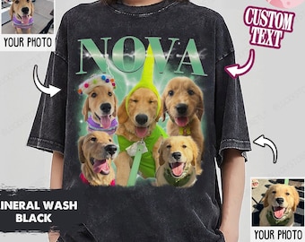 Comfort Colors® Custom Your Pet Bootleg Shirt, Custom Retro Collage Pet Mineral Wash Shirt, Retro 90's Custom Pet Shirt, Best Cat Dad Gift