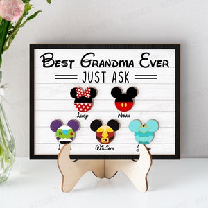 Personalized Disney Best Mom Grandma Ever Wooden Sign, Custom Disney Characters Sign, Mother's Day Gift Ideas, Birthday gift Mom Grandma
