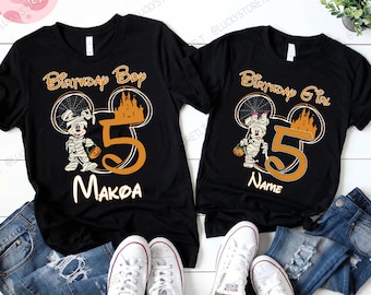 Custom Disney Halloween Family Birthday Shirts, Personalized Family Birthday Shirt, Mickey Minnie Halloween Tee,Disney Birthday Gift For Kid