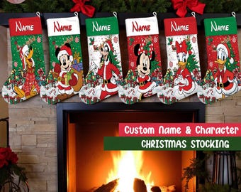 Personalized Multi-character Mickey & Friends Christmas Stockings, Disney Family Christmas Gifts 2025, Christmas Stockings With Family Name