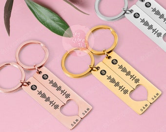 Personalized Spotify Song Keychain for Couple, Custom Engraved Scannable Spotify Keyring, Keychain Gifts for Her,Couple Gift,Girlfriend Gift