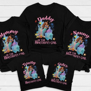 Little Mermaid Birthday Shirt, Ariel Family Birthday Tshirt, Little Mermaid Mommy Birthday Party Shirt , Little Mermaid Daddy Birthday Shirt