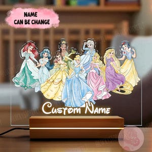 Personalized Night Light Disney Kids Custom Name Gift, Custom Disney Princess Gift For Girl, Kids Name Birthday Gift, All Character Led Lamp