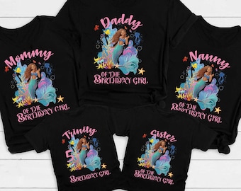 Little Mermaid Birthday Shirt, Ariel Family Birthday Tshirt, Little Mermaid Mommy Birthday Party Shirt , Little Mermaid Daddy Birthday Shirt