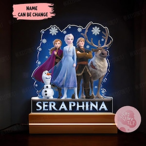 Personalized Night Light Disney Frozen Elsa Custom Name Gift, Custom Disney Princess Gift, Kids Name Birthday Gift, All Character Led Lamp