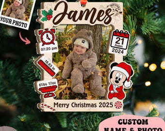 Personalized Baby Stats Ornament 2 Layer Wood Ornament, Custom Newborn Details Christmas Ornament, Baby’s First Christmas Keepsake Gift 2025